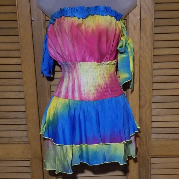 🌅Off The Shoulder Tye Dye Multicolored Romper - Picture 5 of 8